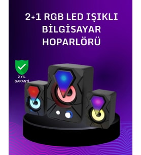 Usb Bağlantılı Rgb 2.1 Hoparlör Seti Derin Bas Ve Renkli Işık