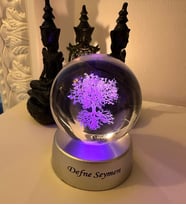 Hayat Ağacı Led Işıklı Cam Küre Kişiye Özel - İsim Yazılabilir (Mavi)
