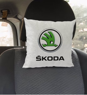 BK Gift Skoda Tasarımlı Kare Araç Koltuk Yastığı-1