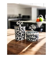 Leopar Desenli Dekoratif Mutfak Aksesuarı Çift Set Gümüş Mercan