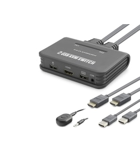 Hdmi Usb Kvm Switch 2 Port Hdmi 2 Port Usb Dahili Kablolu - Siyah HDX1361