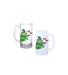 Ghostbastır Design Grinch Kulplu Bira Bardağı Buzlu veya Şeffaf Seçenekli 082