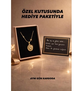 Özel Kutusunda Hediye Paketiyle Gold Madalyon Çelik Kolye 40+5 Cm Hediye Kolye Arkadaşa Hediye Sevgiliye Hediye