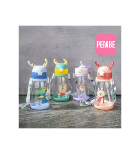 600 ML POLYKARBON GEYİKLİ MATARA PİPETLİ OTOMATİK KAPAKLI 20 CM UZUNLUK