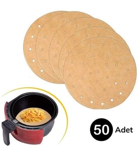 50 Adet Air Fryer Pişirme Kağıdı Tek Kullanımlık Gıda Pişirme Kağıdı Delikli Yuvarlak Model (5343)