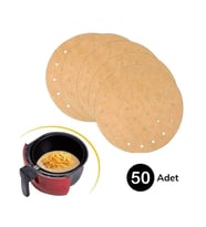 50 Adet Air Fryer Pişirme Kağıdı Tek Kullanımlık Gıda Pişirme Kağıdı Delikli Yuvarlak Model (5343)
