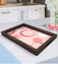 BK Gift Modern Art Tasarımlı Doğal Ahşap Tepsi-13