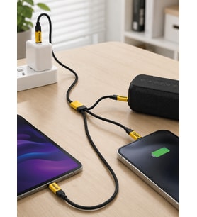 240W Çoklu Şarj Kablosu Type-C Lightning Micro USB Örgü Kablo