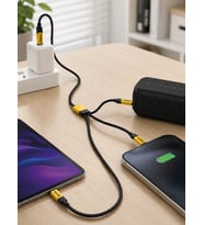 240W Çoklu Şarj Kablosu Type-C Lightning Micro USB Örgü Kablo