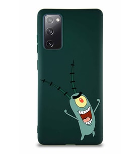 Samsung Galaxy S20 FE Soft Premier Kapak Plankton Tasarımlı Silikon Kılıf - Yeşil (Şeffaf)