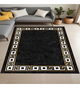 Rovigo Home Dijital Baskı Yıkanabilir Kaymaz Taban Salon Halısı Ve Yolluk RVG0806-FNL13 (Siyah)