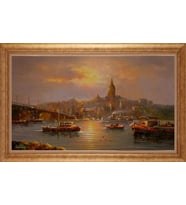 Çerçeveli Paspartulu Manzara Tablo bm0999 (Gold)
