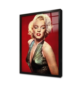 Renkli Marilyn Monroe Çerçeveli Cam Tablo