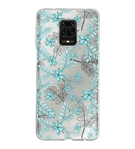 Xiaomi Redmi Note 9 Pro Uyumlu Kapak Floral Su Yeşili Tasarımlı Şeffaf Silikon Kılıf