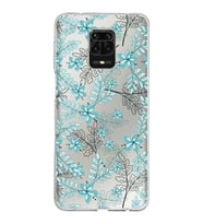 Xiaomi Redmi Note 9 Pro Uyumlu Kapak Floral Su Yeşili Tasarımlı Şeffaf Silikon Kılıf