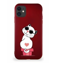 Apple iPhone 11 Soft Premier Kapak Coolcat Tasarımlı Silikon Kılıf - Mürdüm (Şeffaf)