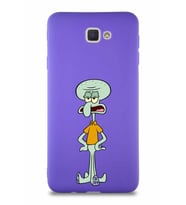 Samsung Galaxy J7 Prime 2 Soft Premier Kapak Squidward Dokunaç Tasarımlı Silikon Kılıf - Mor (Şeffaf)