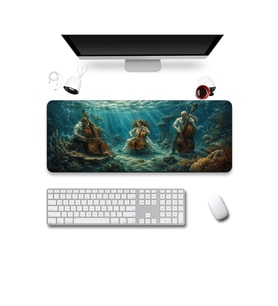 SonicTouch Klavye Mousepad 40x90cm Dikişsiz Pürüzsüz Sıvı Geçirmez Kaymaz Taban Okyanus Senfonisi