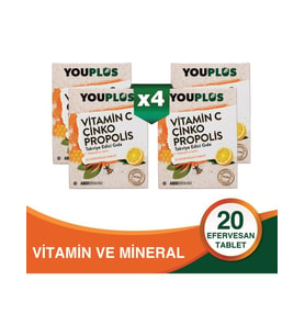 Youplus Vitamin C Çinko Propolis 20 Efervesan Tablet 4 Adet