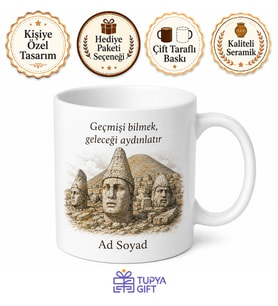 Nemrut Dağı Heykelleri Çizimli Tarih Sever Kupa Bardak Hediye