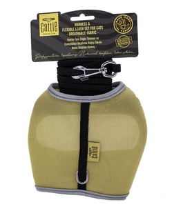 Cattie Havalı Dokumadan El Yapımı Kedi Göğüs & Gezdirme Takımı 1x25-35cm - Beige