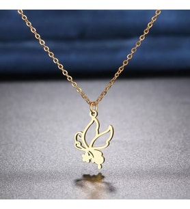 Kişiye Özel 925 Ayar Gümüş Kelebek Kolye (Gold)