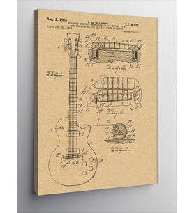 Kanvas Tablo Les Paul Gitar Anatomisi