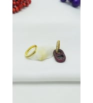 Altın Kaplama Renkli Zirkon Taşlı Özel Seri Çelik Küpe 2,5cm