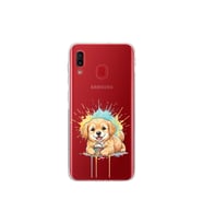 Samsung Galaxy A20 ile Uyumlu Splash Köpek Tasarımlı Şeffaf Silikon Kılıf