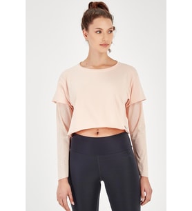 Maraton Regular Kadın Bisiklet Yaka Mercan Sweatshirt