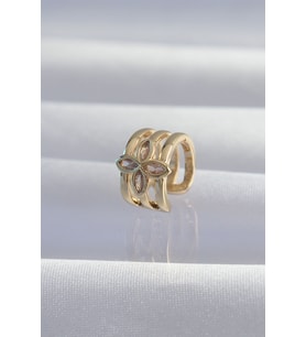 Pirinç Gold Renk Yonca Earcuff Küpe