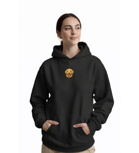 Golden Retriever Baskılı Siyah Kadın Hoodie – Oversize Kapüşonlu Sweatshirt