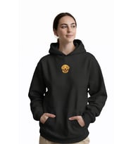 Golden Retriever Baskılı Siyah Kadın Hoodie – Oversize Kapüşonlu Sweatshirt