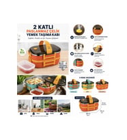 2 Katlı Paslanmaz Çelik Yemek Taşıma Kabı 20x13x10 cm