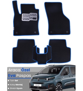 CİTROEN BERLİNGO (2024-2025) Uyumlu EVA Paspas Tam Set–Araca Özel,Su Geçirmez,Kolay Montaj