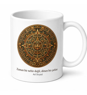 Maya Takvimi Temalı Baskılı Kupa Bardak Hediye Özel Tasarım Porselen Mug