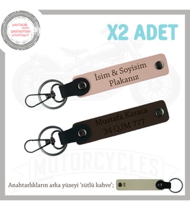 Yol Arkadaşlarına Özel İsim Ve Plaka, Yazılı Kişiye Özel Hediye x2 Anahtarlık, Yavruağzı-K Kahve-SK