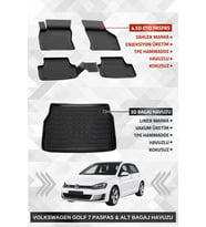 Sahler Volkswagen Golf 7 2013-2020 Uyumlu 4.5d Premium Havuzlu Paspas ve Liner Marka 3D ALT Bagaj Havuzu