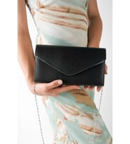 Kadın Gece&Abiye Saten Zincirli Portföy& Clutch (Siyah)