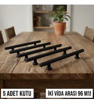 Mobilya Dolap Kulpu Mutfak Çekmece Kulpu Çizgili Doruk Mat Siyah 96 Mm 5 Adet
