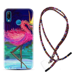 Huawei P20 Lite Mate 10 20 Lite Pro P40 Lite KılıfBoyun Asklı Rasta Silikon Queen Flamingo 1748
