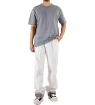 Denim Cep Detaylı Beyaz Wide Leg Pantolon