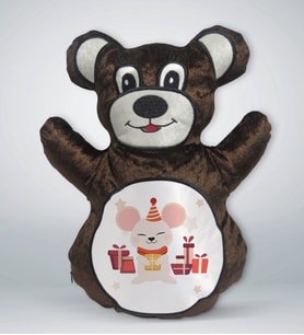 BK Gift Sevimli Fare Tasarımlı Kahverengi Ayıcık Yastık-1