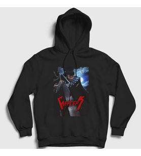 Presmono Unisex Siyah Night Anime Berserk Kapüşonlu Sweatshirt 126441tt