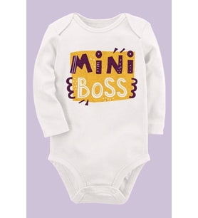Organik Baskılı Pamuklu Unisex Bebek Body UZUNE178
