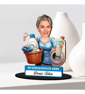 Anneler Günü Hediyesi Çamaşırkolik Anne Karikatürlü Biblo
