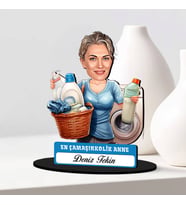 Anneler Günü Hediyesi Çamaşırkolik Anne Karikatürlü Biblo