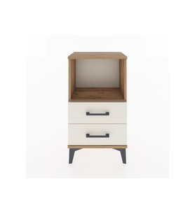 Arges Komodin Tek Raflı 2 Çekmeceli 44x30x80 Çam-Aytaşı