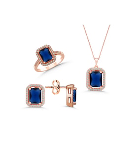 Gümüş Takı Seti Lacivert Rose Gold