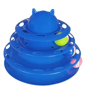 Markapet 3 Katlı Kedi Oyuncağı Kedi Başlıklı Toplu Kule 18-23 cm Mavi